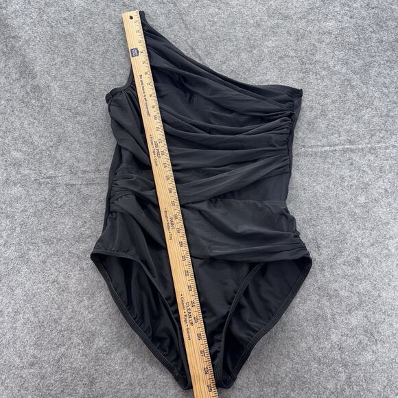 MiracleSuit Womens Jena One Shoulder One Piece Size 16 Black Mesh Slimming Beach - Picture 16 of 16